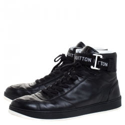 Pre Owned Louis Vuitton Black Leather Rivoli High Top Sneakers Size 44