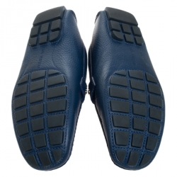 Pre Owned Louis Vuitton Blue Leather Monte Carlo Loafers Size 44.5