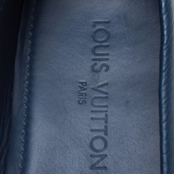 Pre Owned Louis Vuitton Blue Leather Monte Carlo Loafers Size 44.5