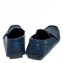Pre Owned Louis Vuitton Blue Leather Monte Carlo Loafers Size 44.5