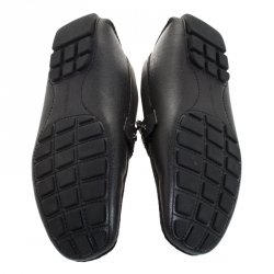 Louis Vuitton Dark Grey Textured Leather Slip On Monte Carlo Loafer Size 42