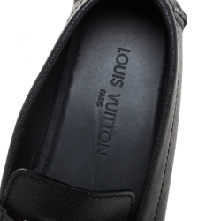 Louis Vuitton Dark Grey Textured Leather Slip On Monte Carlo Loafer Size 42