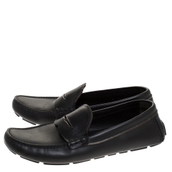 Pre Owned Louis Vuitton Black Leather Shade Penny Loafers Size 43