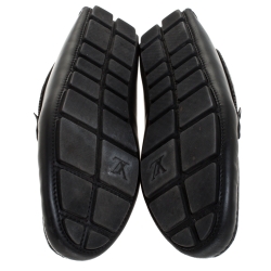 Pre Owned Louis Vuitton Black Leather Shade Penny Loafers Size 43