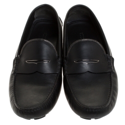Pre Owned Louis Vuitton Black Leather Shade Penny Loafers Size 43