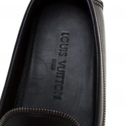 Pre Owned Louis Vuitton Black Leather Shade Penny Loafers Size 43