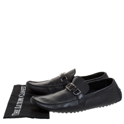 Pre Owned حذاء لوفرز لوي فيتون سليب أون Monte Carlo جلد أسود مقاس 44