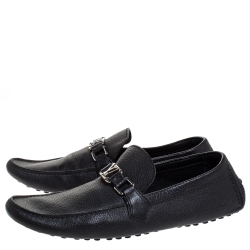 Pre Owned حذاء لوفرز لوي فيتون سليب أون Monte Carlo جلد أسود مقاس 44