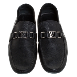 Pre Owned حذاء لوفرز لوي فيتون سليب أون Monte Carlo جلد أسود مقاس 44