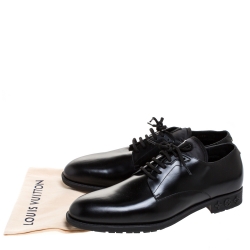 Pre Owned Louis Vuitton Black Leather Lace Up Derby Size 42