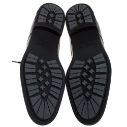 Pre Owned Louis Vuitton Black Leather Lace Up Derby Size 42