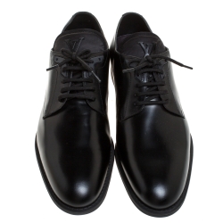 Pre Owned Louis Vuitton Black Leather Lace Up Derby Size 42