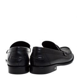 Pre Owned Louis Vuitton Black Leather Penny Loafers Size 41