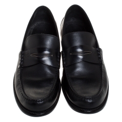 Pre Owned Louis Vuitton Black Leather Penny Loafers Size 41