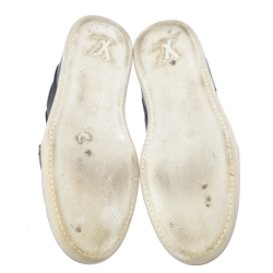 Pre Owned حذاء رياضي لوي فيتون منخفض من أعلى قماش وجلد أزرق مقاس 43