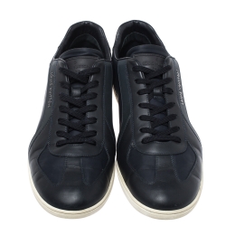 Pre Owned حذاء رياضي لوي فيتون منخفض من أعلى قماش وجلد أزرق مقاس 43