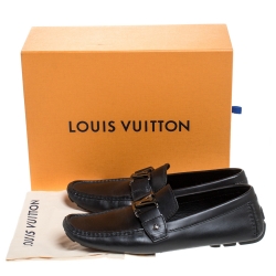 مملوكة مسبقًا Louis Vuitton Black Leather Monte Carlo Loafers Size 43