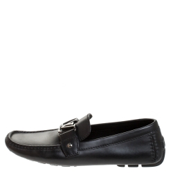 مملوكة مسبقًا Louis Vuitton Black Leather Monte Carlo Loafers Size 43