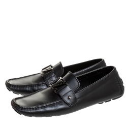 مملوكة مسبقًا Louis Vuitton Black Leather Monte Carlo Loafers Size 43