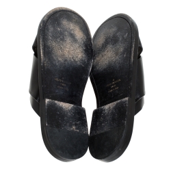 Pre Owned صندل سلايد فلات لوي فيتون سيور متعاكسة جلد أسود مقاس 42