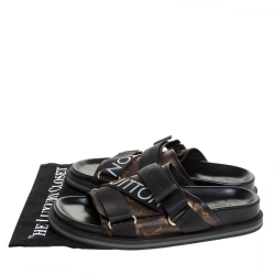 مملوكة مسبقًا Louis Vuitton Brown/Black Monogram Canvas And Nylon Honolulu Flat Sandals Size 42.5