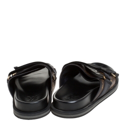 مملوكة مسبقًا Louis Vuitton Brown/Black Monogram Canvas And Nylon Honolulu Flat Sandals Size 42.5