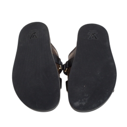 مملوكة مسبقًا Louis Vuitton Brown/Black Monogram Canvas And Nylon Honolulu Flat Sandals Size 42.5