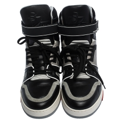 Louis Vuitton Black/Grey Leather LV Trainer High Top Sneakers Size 43