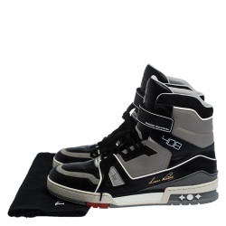 Louis Vuitton Black/Grey Leather LV Trainer High Top Sneakers Size 43