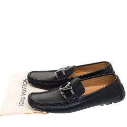 Pre Owned حذاء لوفرز لوي فيتون مونت كارلو جلد أسود مقاس 41.5