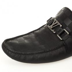 مملوكة مسبقًا Louis Vuitton Damier Black Leather Loafers Size 42