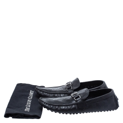 Pre Owned Louis Vuitton Black Damier Embossed Leather Hockenheim Loafer Size 42