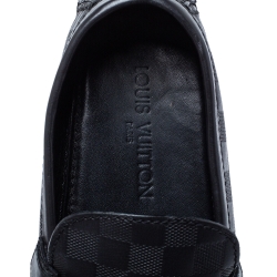 Pre Owned Louis Vuitton Black Damier Embossed Leather Hockenheim Loafer Size 42
