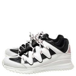 Louis Vuitton White/Blue Leather Zig Zag Lace Up Sneakers Size 45