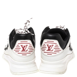 Louis Vuitton White/Blue Leather Zig Zag Lace Up Sneakers Size 45