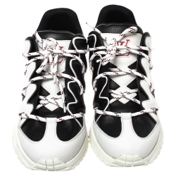 Louis Vuitton White/Blue Leather Zig Zag Lace Up Sneakers Size 45