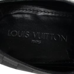 Pre Owned Louis Vuitton Black Leather Damier Embossed District Buckle Shoes Size 44.5