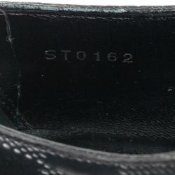 Pre Owned Louis Vuitton Black Leather Damier Embossed District Buckle Shoes Size 44.5