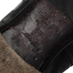 Pre Owned Louis Vuitton Black Leather Damier Embossed District Buckle Shoes Size 44.5