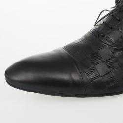 مملوكة مسبقًا Louis Vuitton Black Damier Embossed Leather Richelieu Fairway Lace Up Shoes Size 42.5
