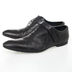 مملوكة مسبقًا Louis Vuitton Black Damier Embossed Leather Richelieu Fairway Lace Up Shoes Size 42.5