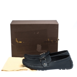 مملوكة مسبقًا حذاء لوفرز لوي فيتون "مونت كارلو" جلد أزرق كحلي مقاس 46