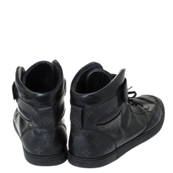 مملوكة مسبقًا Louis Vuitton Black Leather High Top Sneakers Size 44.5 