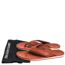 Pre Owned Louis Vuitton Orange Canvas and Rubber Thong Sandals Size 44