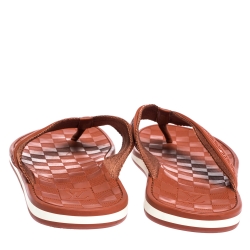 Pre Owned Louis Vuitton Orange Canvas and Rubber Thong Sandals Size 44