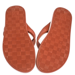 Pre Owned Louis Vuitton Orange Canvas and Rubber Thong Sandals Size 44