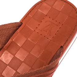 Pre Owned Louis Vuitton Orange Canvas and Rubber Thong Sandals Size 44