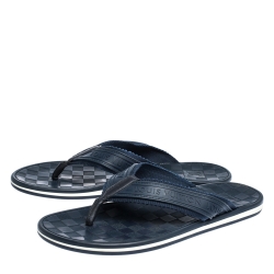 Pre Owned Louis Vuitton Blue Canvas and Rubber Thong Sandals Size 44