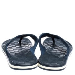 Pre Owned Louis Vuitton Blue Canvas and Rubber Thong Sandals Size 44