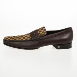 Pre Owned Louis Vuitton Damier Sauvage Pony Hair & Leather Loafers Size 43.5